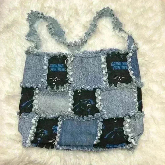 Carolina Panthers Pocketbook Handmade One of a Kind Made of Denim - Picture 2 of 10